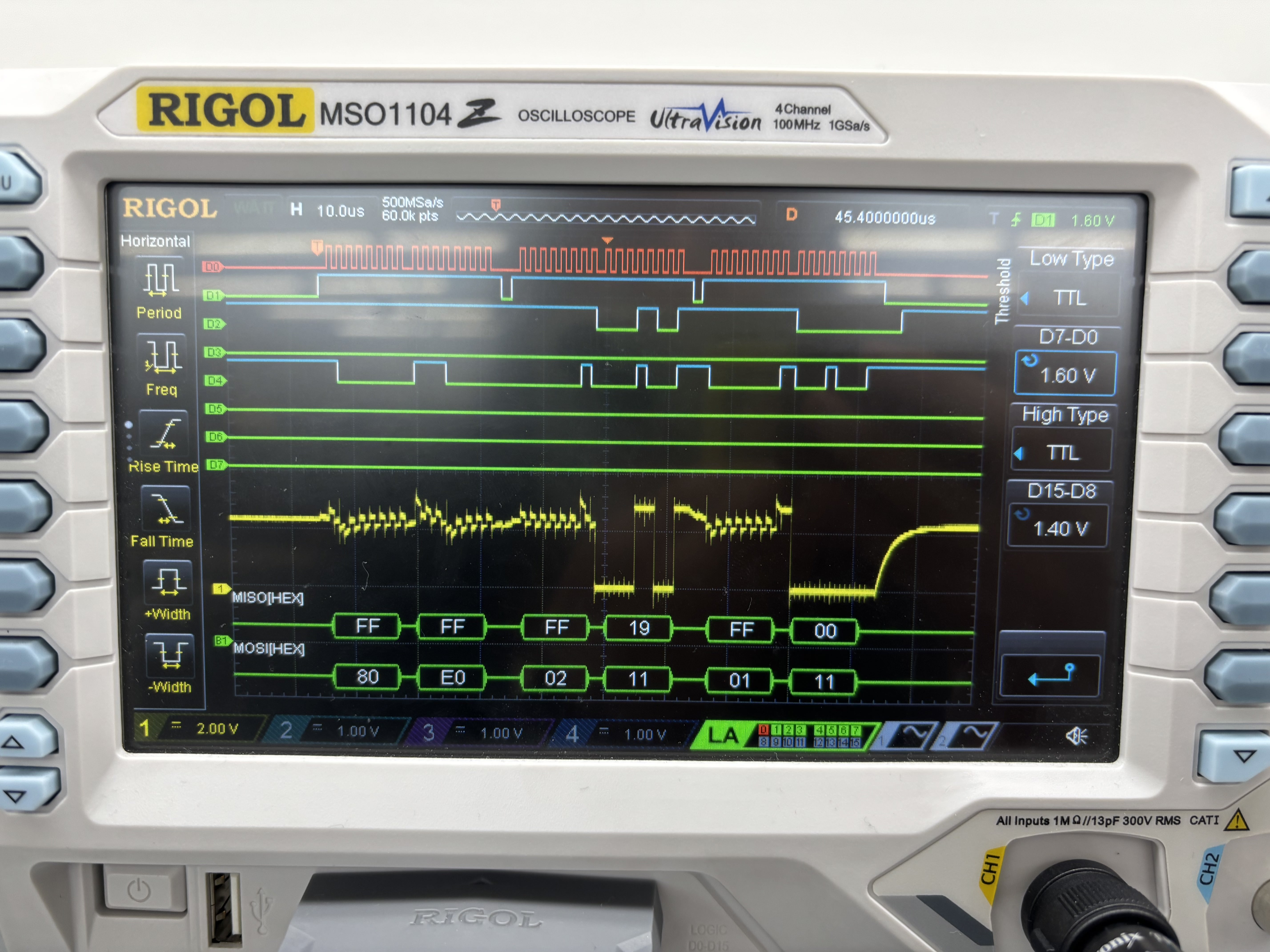 SPI transaction, bit resolution 8
